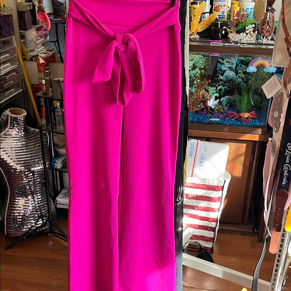 Women's Wide Leg Pants in Pink - Picture 2 of 10